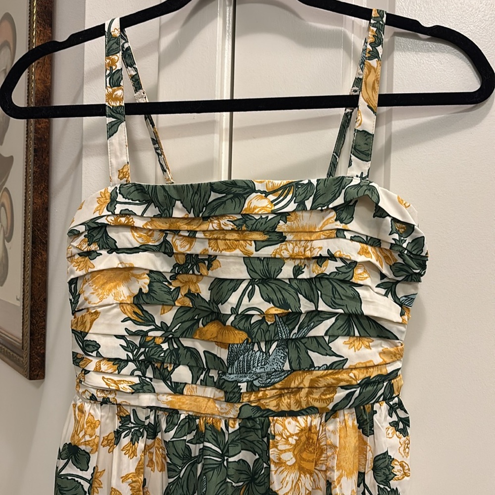 Abercrombie & fitch Floral Emerson poplin Sundress midi Yellow & Green Accents - Picture 4 of 7